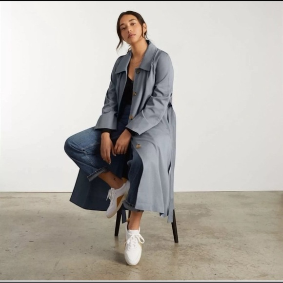 Everlane Jackets & Blazers - Everlane NWT The Gathered Drape Trench Coat Slate Grey XL Preppy Fall Warm